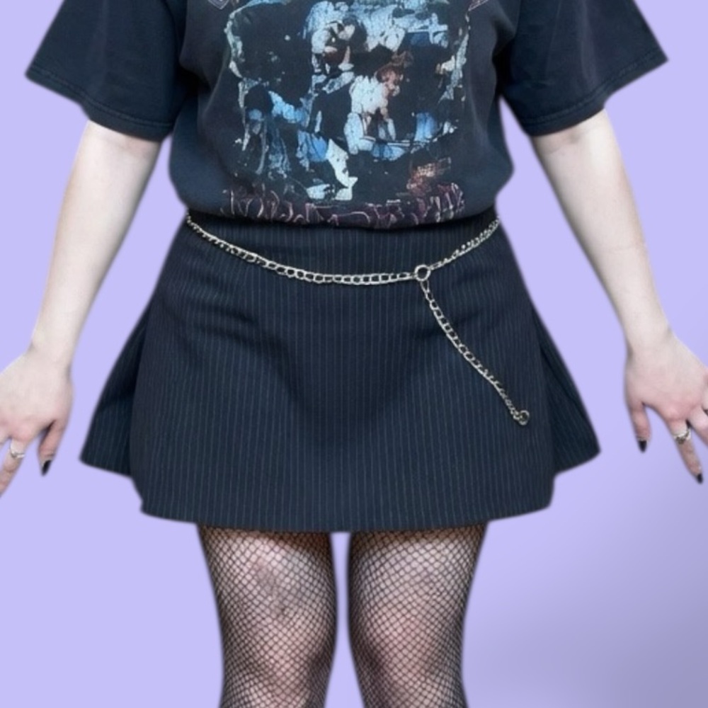 Ingenuity Early 2000s Classic Black Pinstripe Mini Skirt